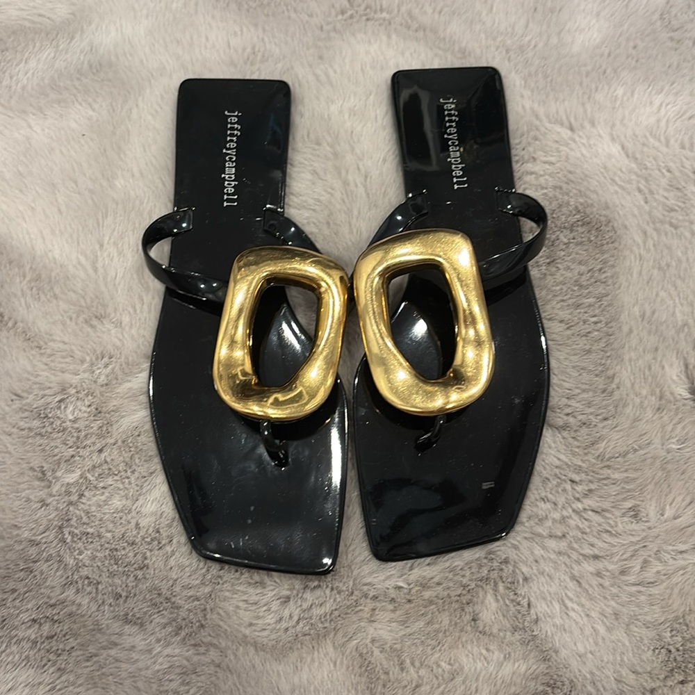 Jeffrey Campbell Black and Gold Elegant Sandals